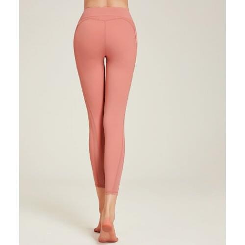 New mesh stitching yoga pants womens high elastic hip-lifting sports tight-fitting high-waist pocket fitness pants