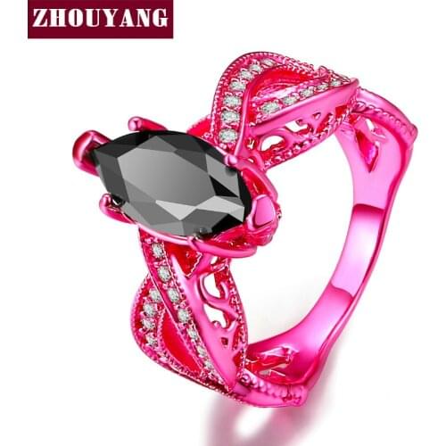 New Design Marquise-cut Cubic Zirconia PinkGold Color/ BlueGold Color Fashion Jewelry Ring For Women DD038 DD039 DD040