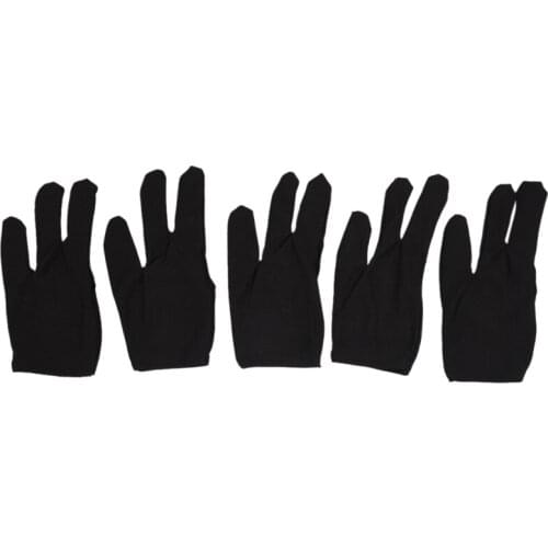 5 X 3 Fingers Gloves For Cue Billiards Snooker, Black