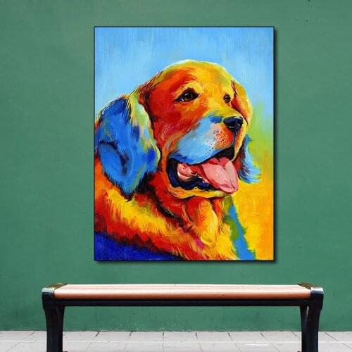 AAVV Posters and Prints Wall on Canvas Art Cute Bull Terrier Canvas Painting Posters for Living Room Home Decor No Frame