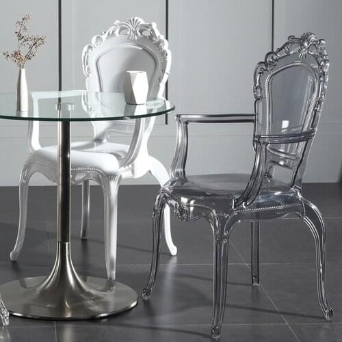 Backrest Transparent Chairs With Armrest Home Kitchen Dinning Chair Living Room Chair For Decoration Acrylic Chaise 의자 Cadeira
