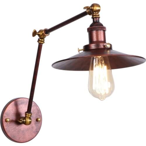 Industrial Vintage LED Wall Light Rust Iron Long Arm Adjust Bedside Wall Lamp Loft Edison Wall Sconce Lighting Lampara Pared
