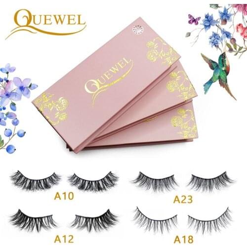 Quewel Mink Fake Eyelash Mink Hair Natural Eyelashes 1 Pair/Box Reusable Comfortable Wholesales Beauty Makeup Tool A01- A27