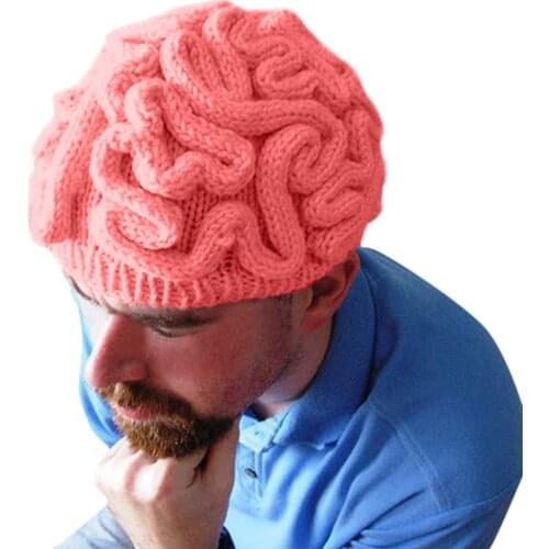 Fashion Funny Halloween Party Hand Knitted Personality Brain Hat Kids Adults Crochet Beanie Cool Cerebrum Cap