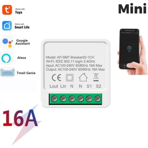 16A Mini Smart Wifi DIY Switch Supports 2 Way Control, Smart Home Automation Module, Works With Alexa Google Home Smart Life App