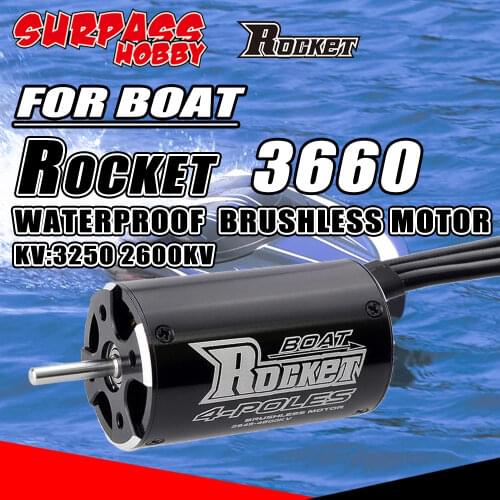 SURPASS HOBBY Rocket Waterproof Brushless Motor 3660 3250 2600KV 800mm-1000mm for RC Boat Car Traxxas Blast Feilun Trx4 Defender