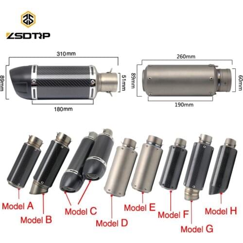 ZSDTRP 51/60mm Motorcycle Exhaust Muffler SC GP Escape Exhaust Mufflers Carbon Fiber Exhaust Pipe For Z1000 Z750 Z800 NINJA250