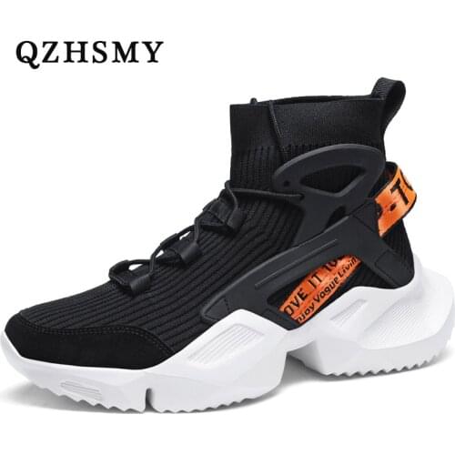 High Top Socks Mens Shoes Platform Trendy Mens Sneakers Sports Shoes Cross Border Fashion Breathable Dad Shoes QZHSMY