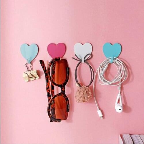 1/pcs Heart Shape Wall Hook Pink Love Decorative Hook for Girl Room Towel Free Punching And Sticking Heavy Load Organizer Holder
