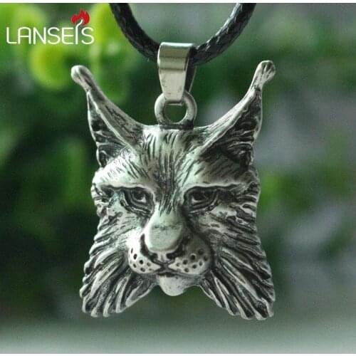 Lanseis 1pcs viking animal LYNX pendant men necklace Bobcat Pendant Spirit Lynx Fantasy jelwelry