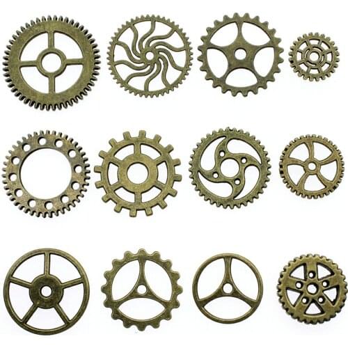 10pcs Antique Bronze Color Steampunk Gear Charm Pendants Jewelry Accessories Steampunk Gear Charms For Jewelry Making