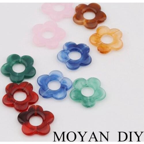 10 Pieces Hollow New Loose Acrylic Beads Flower Accessories DIY Solid Color Jewelry Sweet Beads