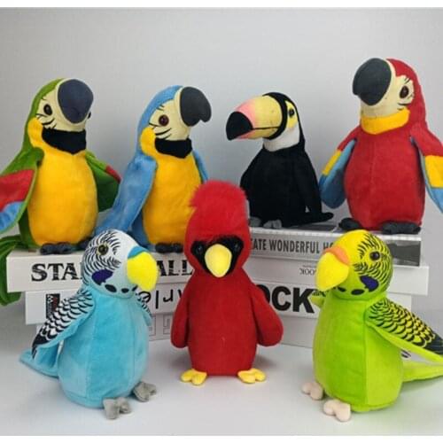 18cm Electric Talking Parrot Toy Cute Speaking Record Repeats Waving Wings Electroni Bird Stuffed Plush Toy Kids Birthday Gifts
