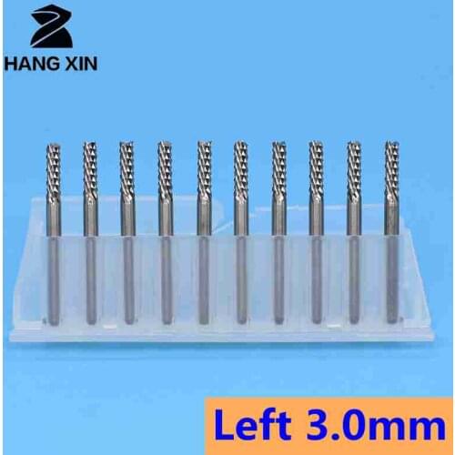 3.0mm 3.175mm titanium coated carbide left milling cutter CNC router tool PCB machine end milling cutter 10PCS micro chip drill