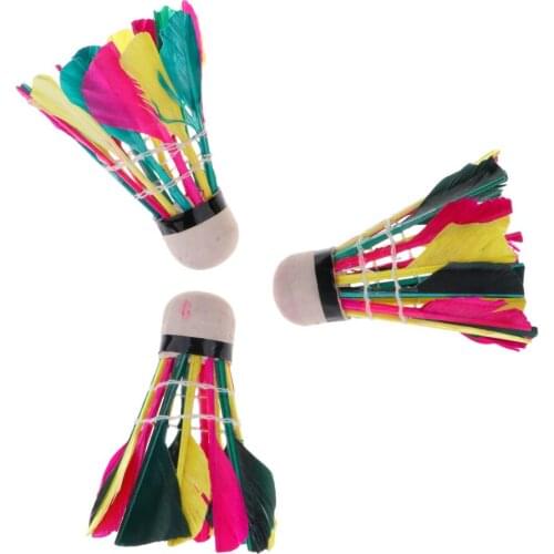 3 Pieces Feather Badminton Shuttlecocks Balls Sport Training Game Multicolor