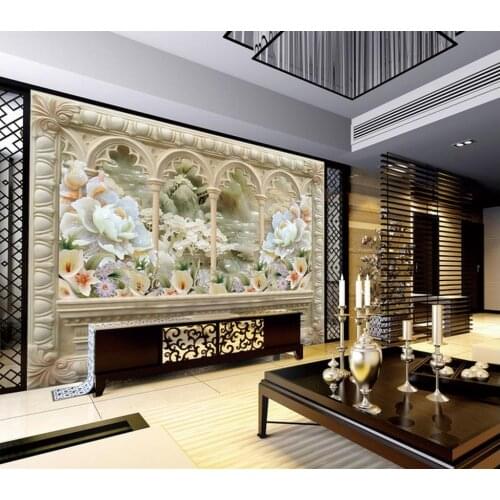 3d wallpaper for room Landscape Architecture Mural European-style jade peony wall 3d wallpaper room modern wallpaper