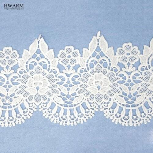 4yard white african lace fabric ribbon wedding Hollow milk silk water-soluble lace decor DIY embroidery flower elastic barcode