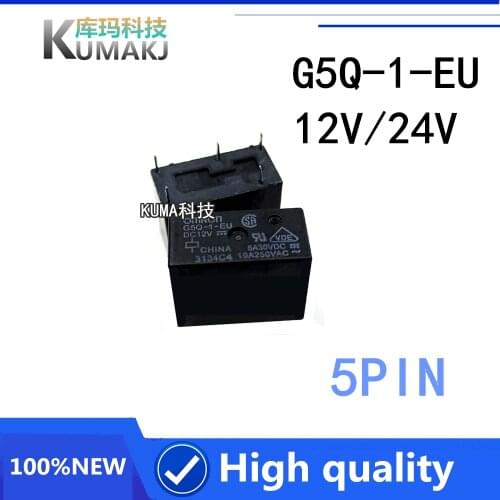 5PCS/lot 100%Original New Relay G5Q-1-EU DC12V G5Q-1-EU DC24V G5Q-1-EU-12VDC G5Q-1-EU-DC24V G5Q 1 EU 5PIN 10A One on one off