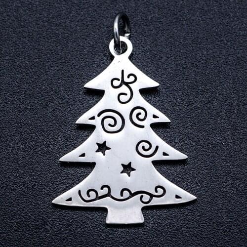 5pcs/lot 27*18mm Stainless Steel Xmas Christmas trees Pendant Bracelet Charms DIY Crafting Jewelry Making Handicraft Accessories