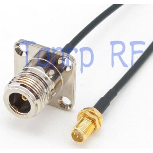 50CM Pigtail coaxial jumper cable RG174 extension 20in N female with 4 hole panel to RP SMA female jack RF connector adapter