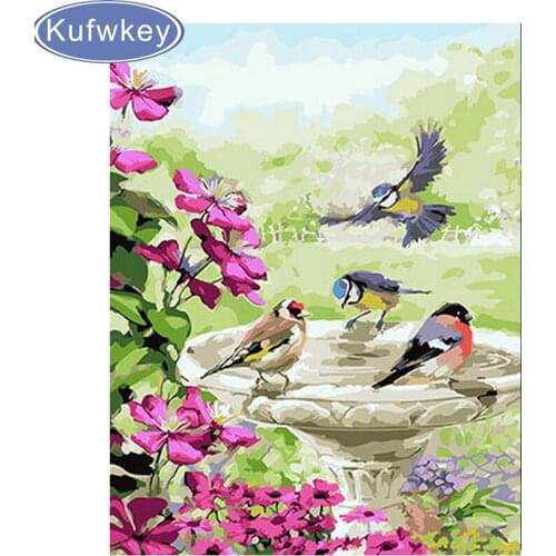 5D DIY diamond painting cross stitch bird lark with flower diamond embroidery mosaic kit Rhinestone animal decor wall painting