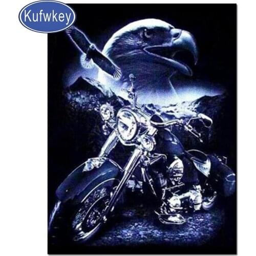 Moon Eagle Motorcycle Diamond Painting Cross Stitch Full Square/Round Drill Rhinestone Embroidery Painting Cross Stitch 5d Pictu