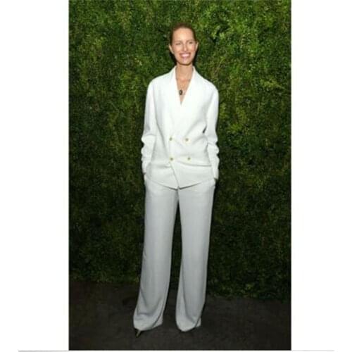 White Women Business Pant Suits Jacket+Pants Women Business Womens Pantsuit Office Uniform Style Female Trouser Suit Custom Made