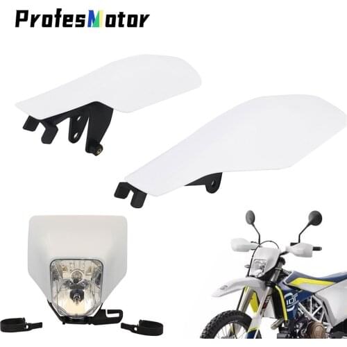 White Motorcycle Handguards Hand Guard H4 Headlight LED Headlamp For Husqvarna FC TC FE TE FX TX 2016 2017 Enduro Dirt Bike