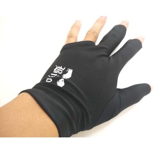 Free shipping 100pcs/lot Bison Billiards pool snooker three-fingers gloves Black High Elastic Fabric half-finger gloves