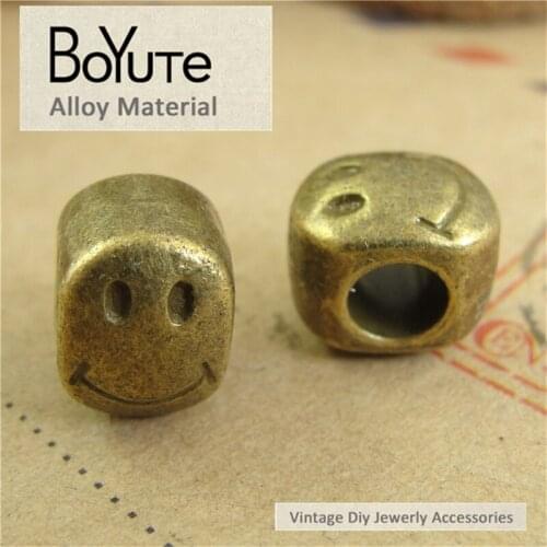 BoYuTe (50 Pieces/Lot) 10*9*8MM Antique Bronze Plated Zinc Alloy Metal Smile Big Hole Beads Diy Jewelry Findings Components