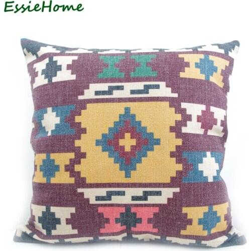 ESSIE HOME High-End Digital Print Purple Turkish Ethnic Kilim Diamond Pattern Pillow Case Cushion Cover For Chair Home Decoratio