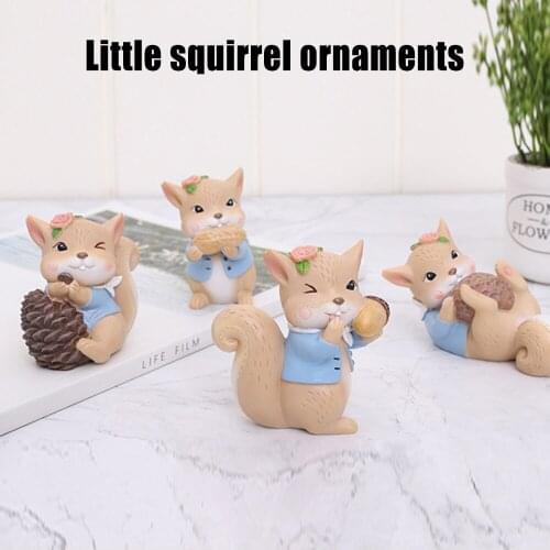 Animal Figurines Statue Ornament Mini Resin Squirrel Craft Decoration for Fish Tank Toy Micro-landscape Bonsai GQ
