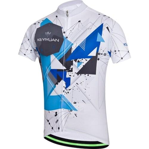 KEYIYUAN Summer Men Cycling Jersey Tops Short Sleeved Shirt MTB Road Bicycle Riding Clothing Breathable Camisa Bike Masculino
