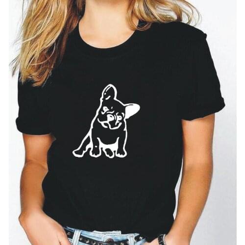Harajuku T-shirt Summer Short Sleeve Tee Shirt Femme Bulldog France Cute Animal Print T Shirt Women Tops Casual Camiseta Mujer