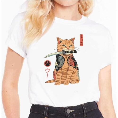 Cool Cat Graphic Tshirt Hip Hop Top Tees Male Men Women Casual T-shirt Anime Harajuku Street Style Short Shirt 90s