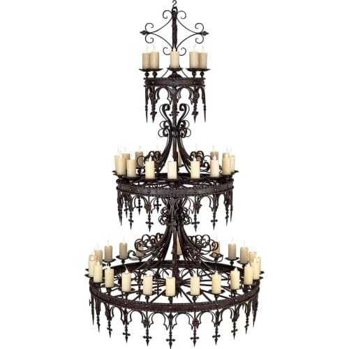 Customized European-Style Castle Church Large Retro Iron Art Candle Chandelier American Hotel Lobby Villa Decorative Chandelier