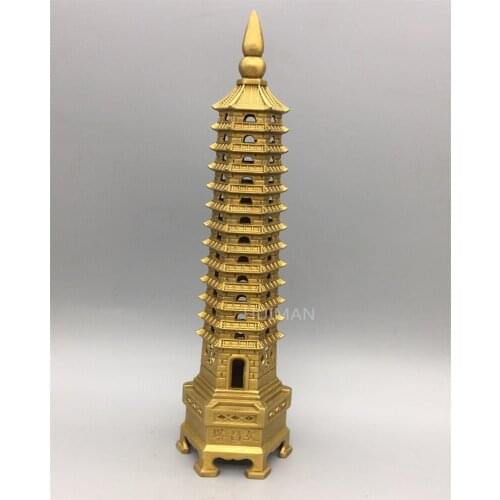 China Brass Statue Buddhist Pagoda Meticulous Metal Crafts Home Decoration Collect