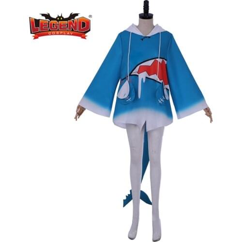 Cosplay legend Hololive English VTuber Costume Gawr Gura Cosplay Top Outfits With Shark Hat Costume H001