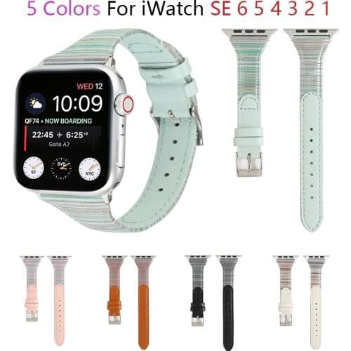 Stitching Leather Strap For Apple Watch 6 Band iWatch Series SE 5 4 3 38mm 42mm Fabric Belt Bracelet Apple Watch Bands 44mm 40mm