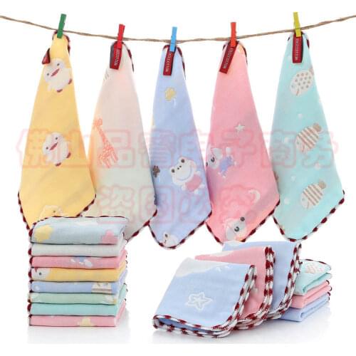 Cute Baby Face Towel, Cotton 6-Layer Gauze Handkerchief, Newborn Print Cartoon Handkerchief, Children Bath Towel