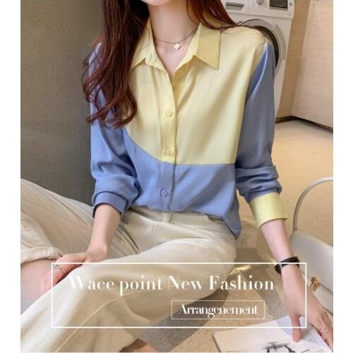 2021 autumn new loose long-sleeved temperament chiffon shirt women wear all-match retro Hong Kong style chic top