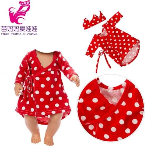 43cm new born baby doll clothes red dress with crown 18 inch doll clothes baby girl birthday gift