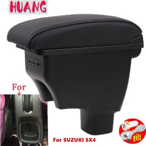 For SUZUKI SX4 Armrest box For SUZUKI SX4 Car Armrest Storage box Retrofit parts car accessories Interior USB LED