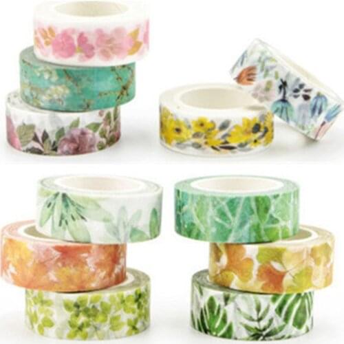 Romantic Floral Paper Washi Tape 15mm*7m Flower Petals Masking Tapes Decorative Stickers DIY Stationery School Supplies