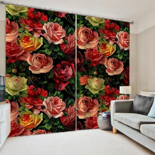 Luxury Blackout 3D Window Curtains For Living Room Bedroom Morden flower curtains 3d stereoscopic curtains