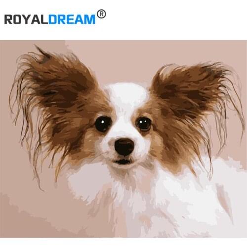 ROYALDREAM Big ear dog Diy digital painting by digital modern wall art pictures for the home wall art works