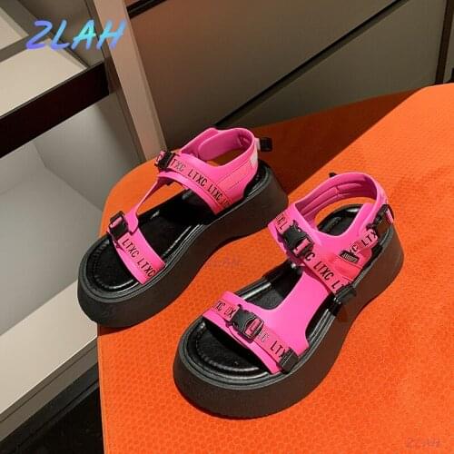 Womens Sandals Womens Summer FashionThick-soled Casual Beach Shoes Zlah Breathable High-heeled Flat-bottomed Womens Sandals