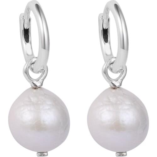 CKK 925 Sterling Silver Freshwater Cultured Baroque Pearl Hoop Earrings Original Jewelry Making For Women Gift