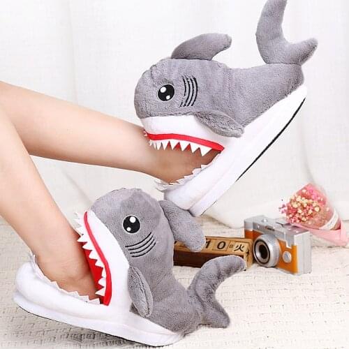 Cartoon Shark Funny Shoes Girls Lovely Indoor Slippers Ladies Home Shoes Fashion Plush Warm Slippers Women 2021 new