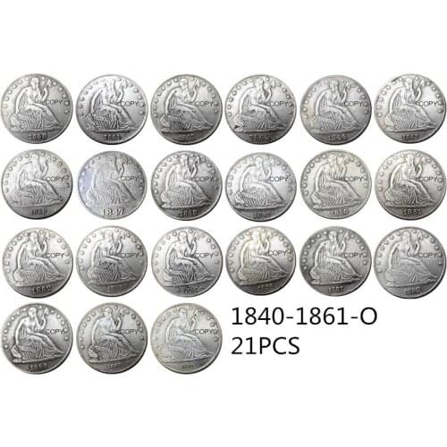 US Full Set Of(1839-1879 )-O 21pcs Liberty Seated Half Dollar Silver Plated Copy Decorate Coin